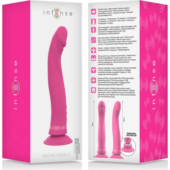 Intense Fun INTENSE™ – MICHELANGELO DILDO VIBRATORIAUS SILIKONINĖ ROŽINĖ