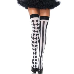 Leg Avenue Hosiery LEG AVENUE - BLACK/WHITE ARLEQUIN HIGH SOCKS