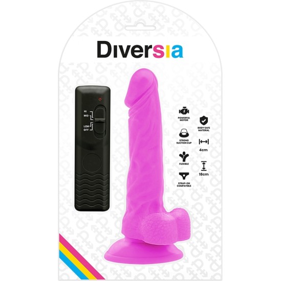 Diversia PAINDLIK VIBRATSEERIV Dildo 18 CM - LILLA