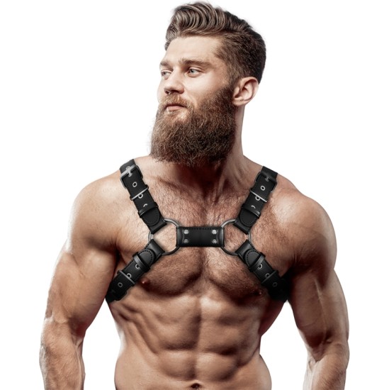 Fetish Submissive Attitude MEN'S ADJUSTABLE ECO-LEATHER CHEST BULLDOG HARNESS