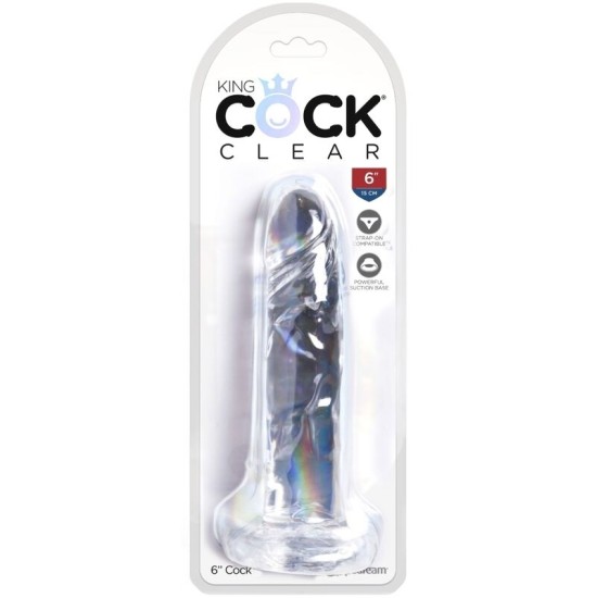 King Cock DZIDRS - REĀLISTS PENIS 15,5 CM caurspīdīgs