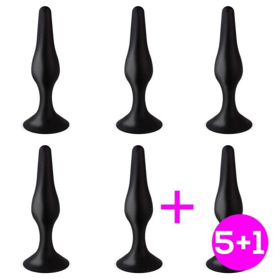 Tardenoche Pack 5+1 Trophy Anal Plug 15 cm. Silicone Black