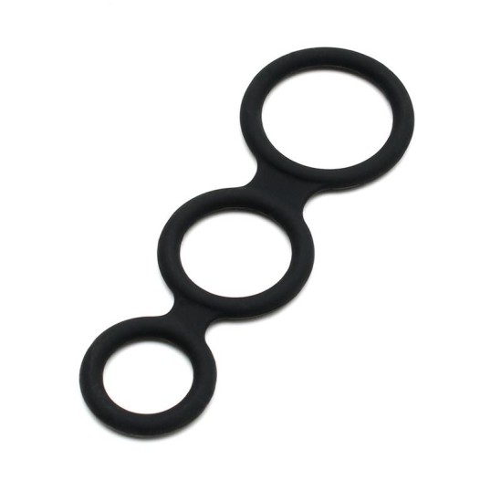 Latex Play Triple Cock Ring Black