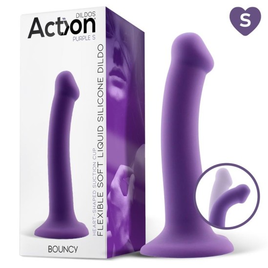 Action Bouncy Liquid Silikona Dildo Hiper Flexible 6,5 - 16,5 cm Izmērs S Purpurs