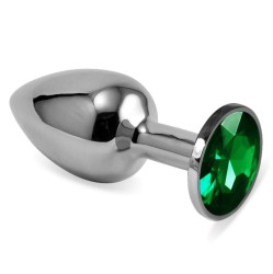 Lovetoy Butt Plug Silver Rosebud Classic ar Green Jewel S izmērs