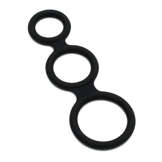 Latex Play Triple Cock Ring Black