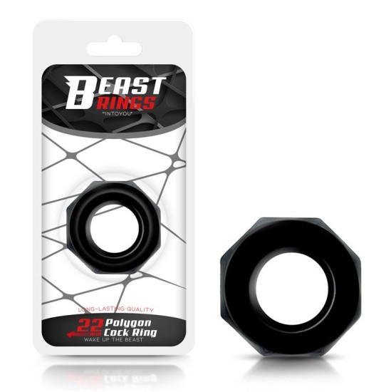 Beast Rings Gaiļa gredzens īpaši elastīgs daudzstūrains 2,2 cm melns