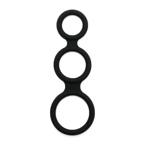 Latex Play Triple Cock Ring Black
