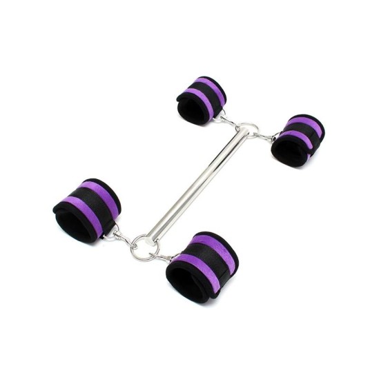 Bondage Play Spreader Bar with Detachable 4 Cuffs Purple