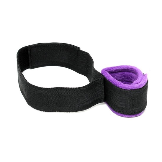 Bondage Play Wrist to Upper Leg Cuff Set Adjustable Purple