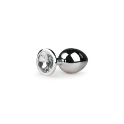 Easytoys METALLIC PLUG M WITH SILVER TRANSPARENT STONE