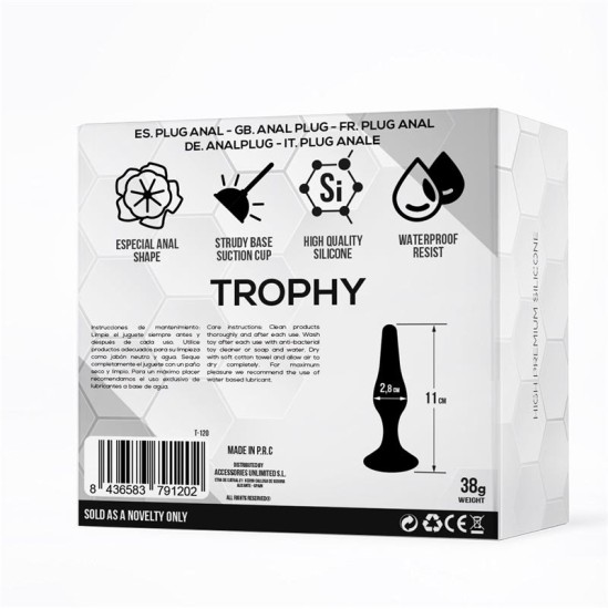 Tardenoche Trophy analinis kištukas 11 cm silikoninis juodas