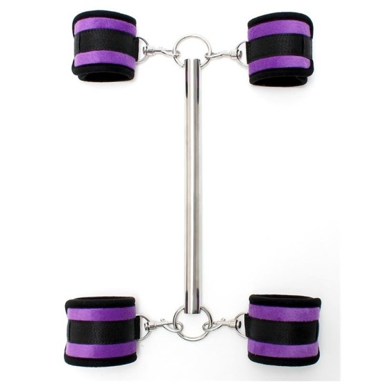 Bondage Play Spreader Bar with Detachable 4 Cuffs Purple