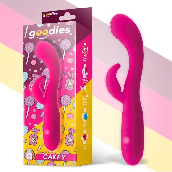 Goodies Cakey G-Spot ir Rabbit Vibe USB silikoninė fuksija