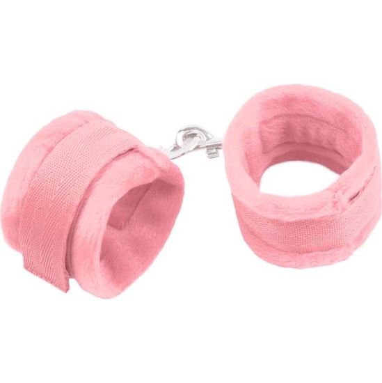 Intoyou Bdsm Line Handcuffs with Velcro with Long Fur Pink