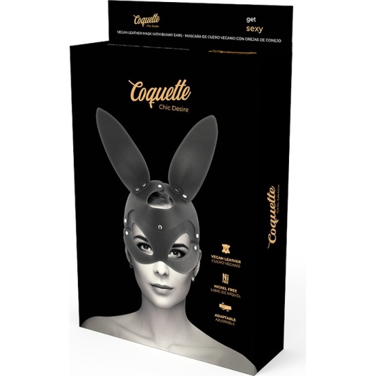 Coquette Accessories COQUETTE CHIC DESIRE - ВЕГАНСКАЯ КОЖАНАЯ МАСКА С ЗАЛИЧИМИ УШАМИ