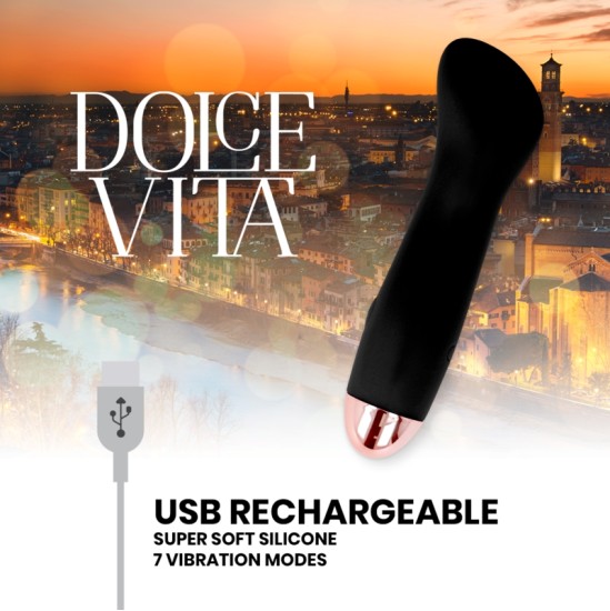 Dolce Vita UZLĀDĒJAMS VIBRATORS ONE BLACK 7 ĀTRUMI