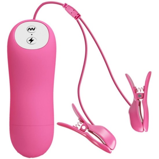 Baile Stimulating ROMANTIC WAVE VIBRATING AND ELETRIC SHOCK NIPPLE CLAMPS FUCHSIA