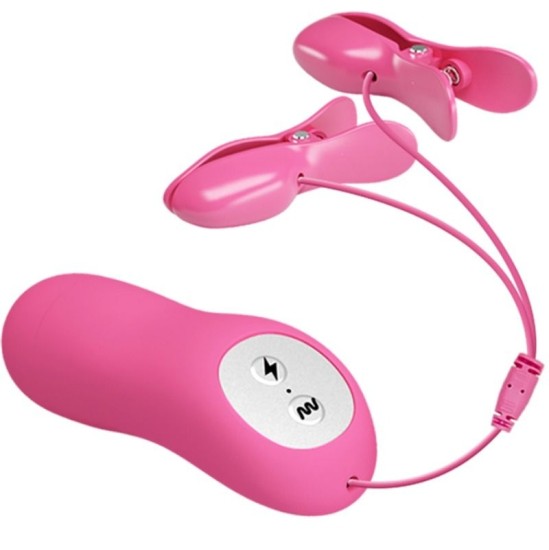 Baile Stimulating ROMANTIC WAVE VIBRATING AND ELETRIC SHOCK NIPPLE CLAMPS FUCHSIA