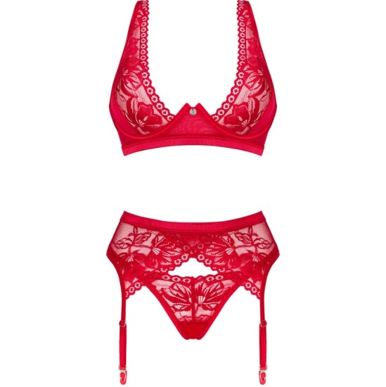 Obsessive Sets OBSESSĪVS - LACELOVE TRĪS GABALĪBĀS KOMPLEKTS RED XL/XXL