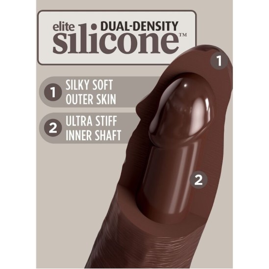 King Cock ELITE - REĀLISTS SILIKONA DILDO 20,3 CM BRŪNA