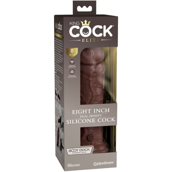 King Cock ELITE - REĀLISTS SILIKONA DILDO 20,3 CM BRŪNA