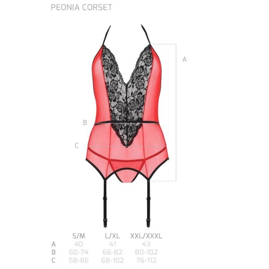 Passion Woman Corsets PASSION - PEONIA CORSET EROTIC LINE RED S/M