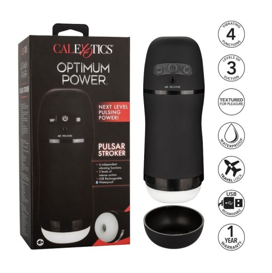 California Exotics CALEX OPTIMUM POWER STROKER VIBRĒŠANAS UN SŪKŠANAS FUNKCIJAS