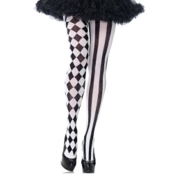 Leg Avenue Hosiery LEG AVENUE - BLACK/WHITE HARLEQUIN TIGHTS