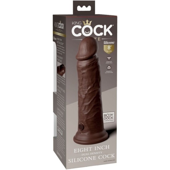 King Cock ELITE - REĀLISTS SILIKONA DILDO 20,3 CM BRŪNA