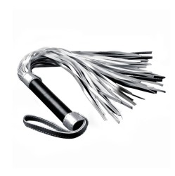 Lovetoy Флоггер из искусственной кожи серебристого и черного цвета