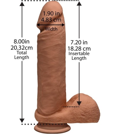 The D By Doc Johnson Dual Density dildo Perfect D with Testicles 8 Caramel