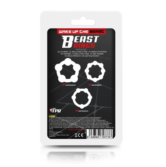 Beast Rings Komplektā 3 dzimumlocekļa gredzeni ar fāzēm, elastīgi caurspīdīgi