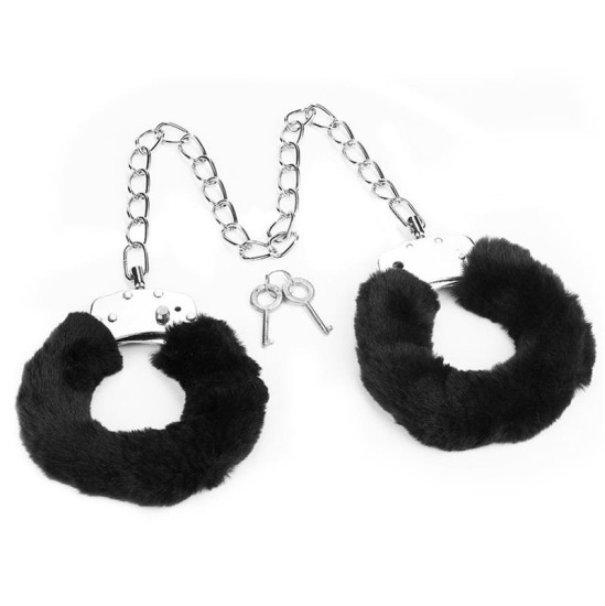 Lovetoy Furry Metal Ankle Cuffs Black