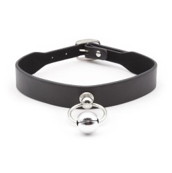 Latetobed Bdsm Line Collar with Hoop and Bell Black