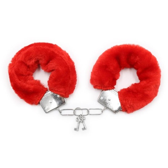 Intoyou Bdsm Line Furry Metal Handcuffs Red