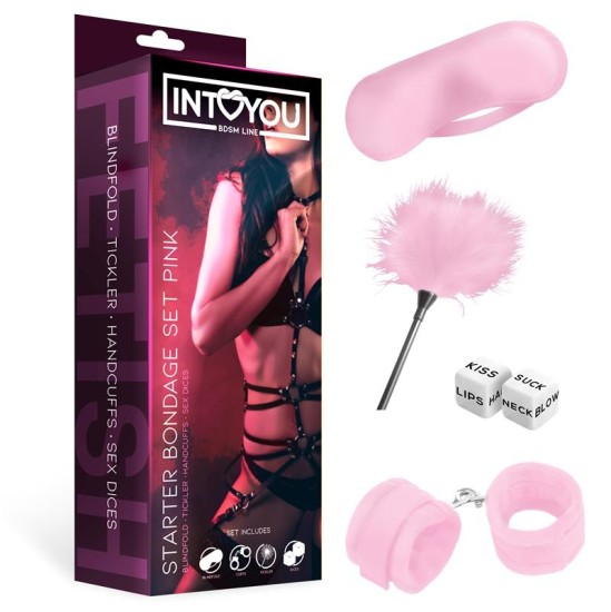 Intoyou Bdsm Line Stardikomplekt Bondage, 4 tükki, roosa