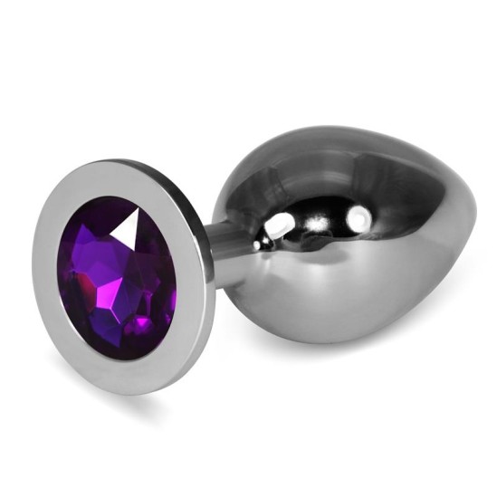 Lovetoy Metal Butt Plug RoseBud Classic with Purple Jewel Size L