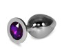 Lovetoy Metal Butt Plug RoseBud Classic with Purple Jewel Size L