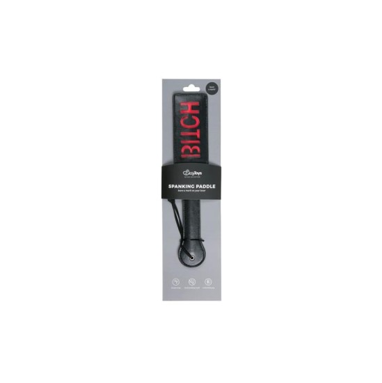 Easytoys Black Leather Paddle - Bitch