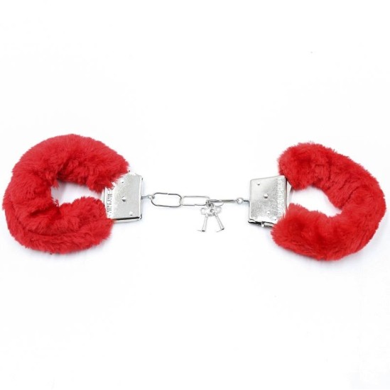 Intoyou Bdsm Line Furry Metal Handcuffs Red