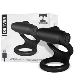 Tardenoche Denverio dvigubas žiedas su vibruojančia kulka USB silikoninis juodas