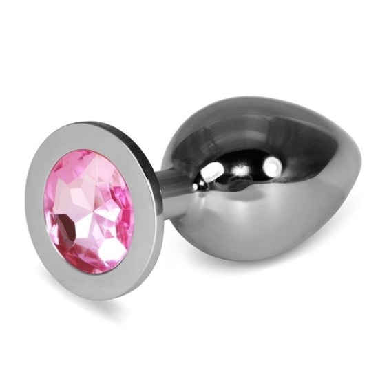 Lovetoy Metal Butt Plug RoseBud Classic with Pink Jewel Size L