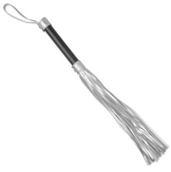 Lovetoy Флоггер из искусственной кожи серебристого и черного цвета