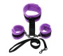 Bondage Play Handcuffs to Collar with Leash Adjustable and Detachable Purple