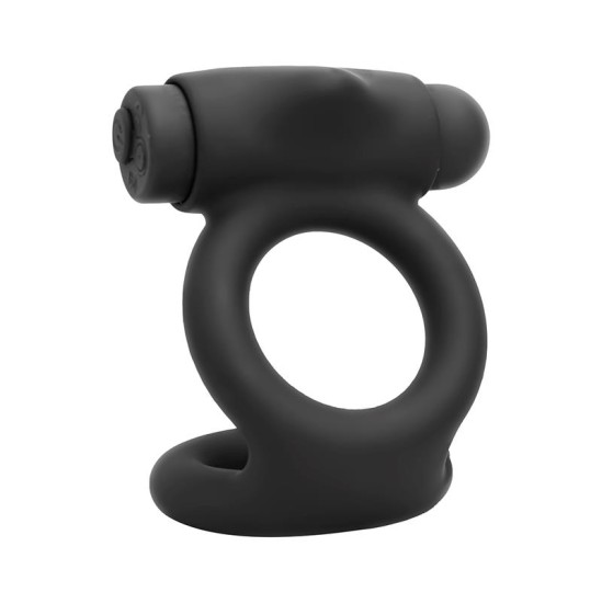 Tardenoche Denver Double Cockring with Vibrating Bullet USB Silicone Black