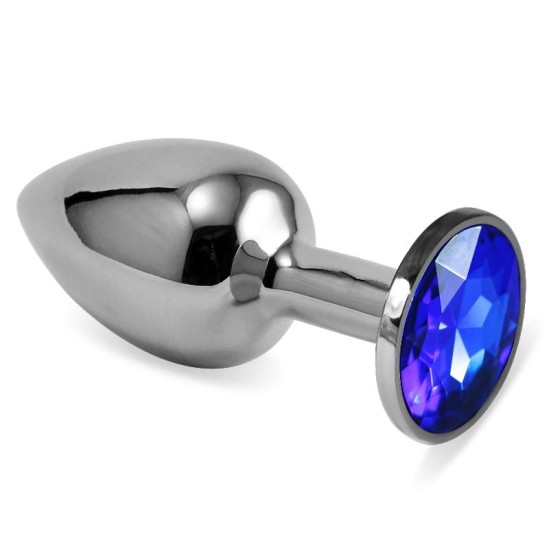Lovetoy Butt Plug Silver Rosebud Classic ar Darkblue Jewel S izmērs