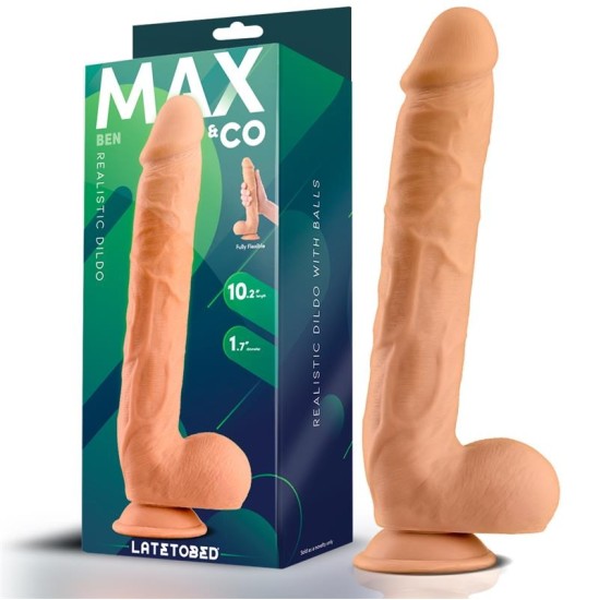 Max & Co Ben Reālistisks dildo ar sēkliniekiem 10.2 miesa