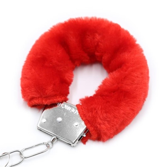 Intoyou Bdsm Line Furry Metal Handcuffs Red