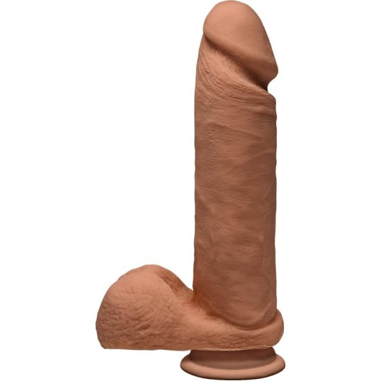 The D By Doc Johnson Dual Density dildo Perfect D with Testicles 8 Caramel